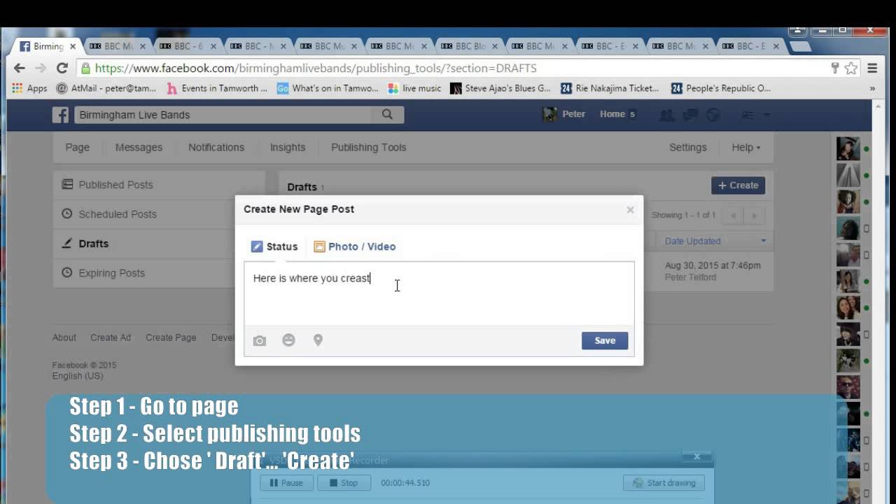 Creating a draft facebook post in 2 minutes - YouTube