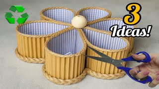 Transforming CARDBOARD & WASTE MATERIAL into LUXURY!♻️ 3 genius HOME DECOR ideas you'll love😍