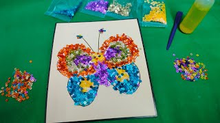 Butterfly Pictured in Sequins Craft @Kids.ArtandPlay #awesome
