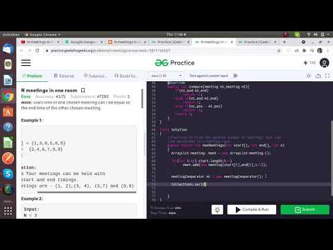 Day 2 Problem | N meetings in One Room | 100 Days of Code Challenge at GeeksforGeeks