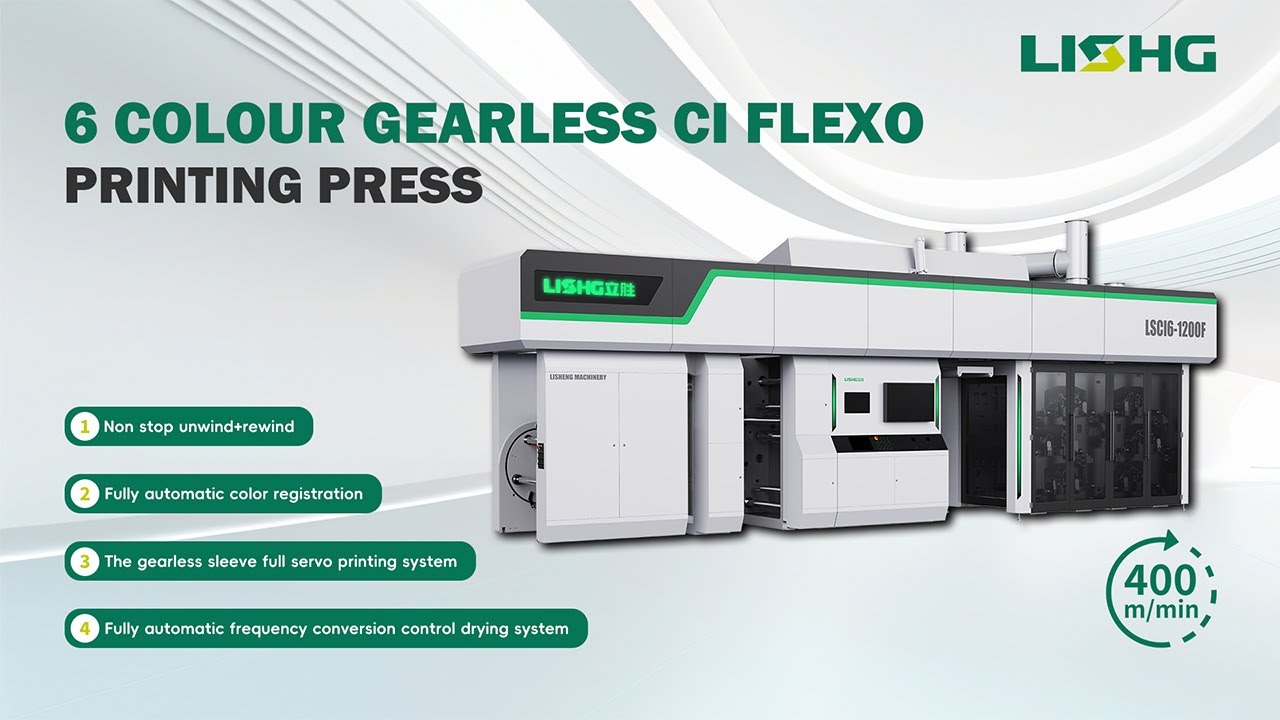 6 Color Gearless Sleeve Flexo Printing Machine - YouTube