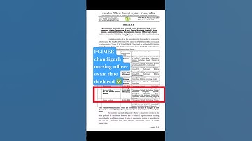 PGIMER CHANDIGARH NURSING OFFICER EXAM DATE DECLARED ✅#PGI #shortvideo