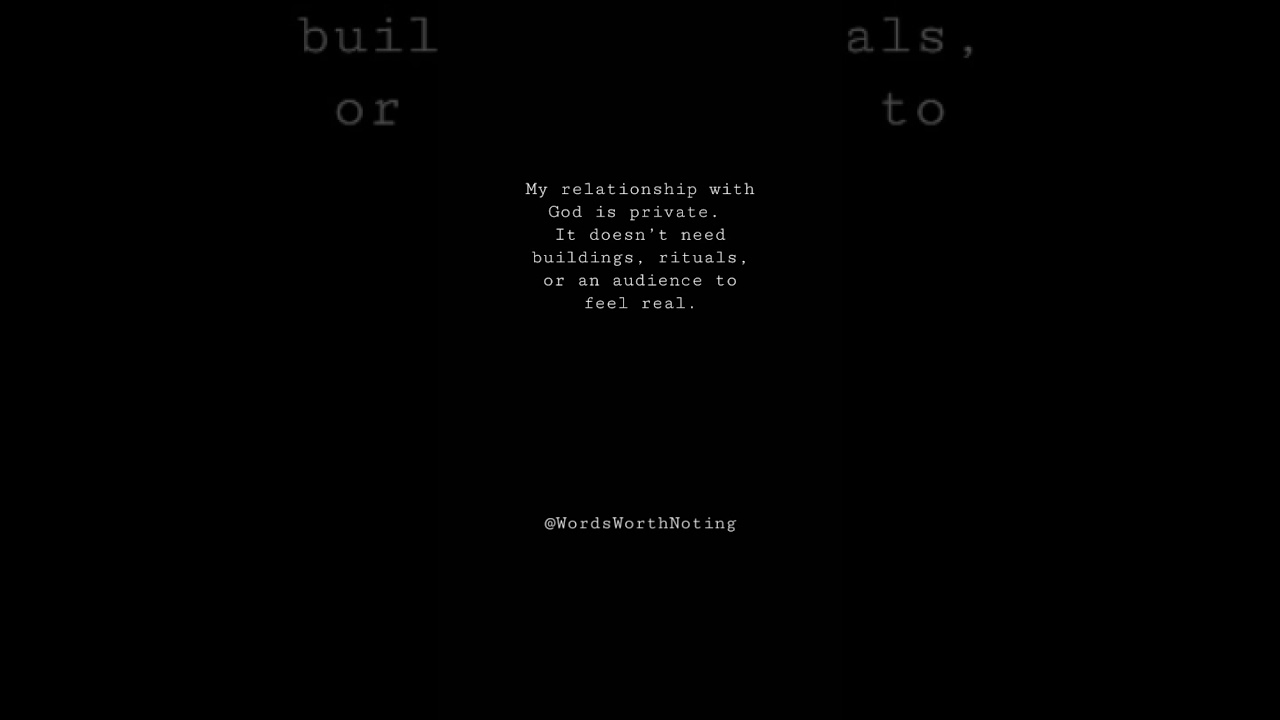 Faith is personal—no stage, no rules. Just truth.