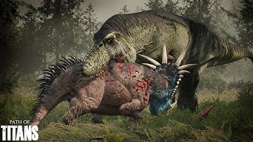 Solo Rex hunting compilation and Build - path of titans
