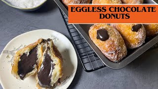 Eggless Chocolate filled Donuts recipe | Eggless Chocolate creme Patisserie