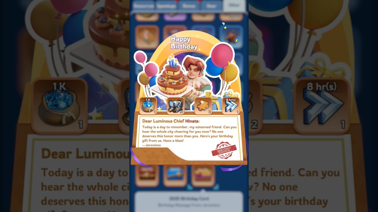 2025 BIRTHDAY GIFT CARD FROM WHITEOUT SURVIVAL 🎂