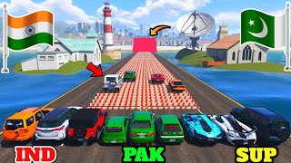 GTA 5 INDIAN CARS VS PAKISTAN CARS VS SUPER CARS BARRIER CROSSING CHALLENGE - Gta 5 Gameplay