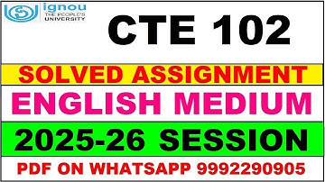 CTE 102 solved assignment 2025-26 in English || cte 102 solved assignment 2026 || cte102 2025-26