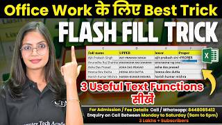 Flash Fill Trick in MS Excel | Learn 3 Useful Text Function of Flash Fill Trick in MS excel | CTA