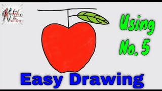 How To Draw An Apple Step by Step Easy | Drawing An Apple Easily | #EasyDrawing With Number 5