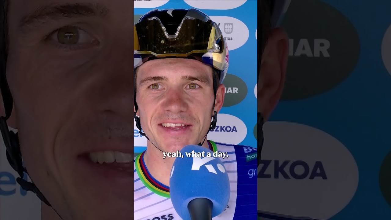 Remco Evenepoel pleased to win after overcoming a puncture setback 💪