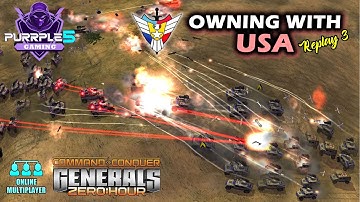 Owning with USA (Replay 3) - C&C Generals Zero Hour - Game Replay - 3v3 Online Multiplayer