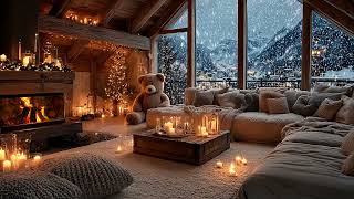 Warm Fireplace & Soft Piano Relaxing Holiday Ambience with Snowfall screenshot 5