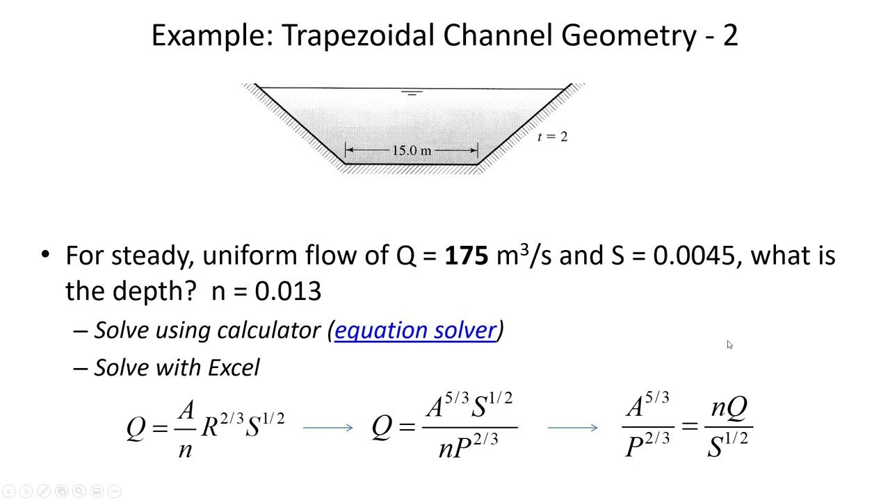 Finding Flow Depth In Trapezoidal Channel With Manning s Equation CE Finding Flow Depth In Trapezoidal Channel With Manning s Equation CE