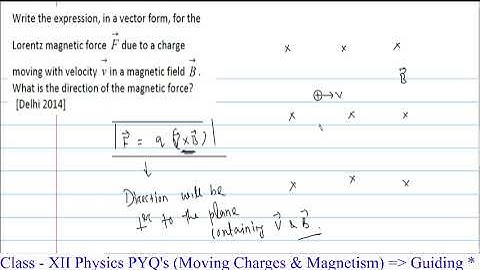 4.3 Write the expression, in a vector form, for the Lorentz magnetic force F due to a charge moving