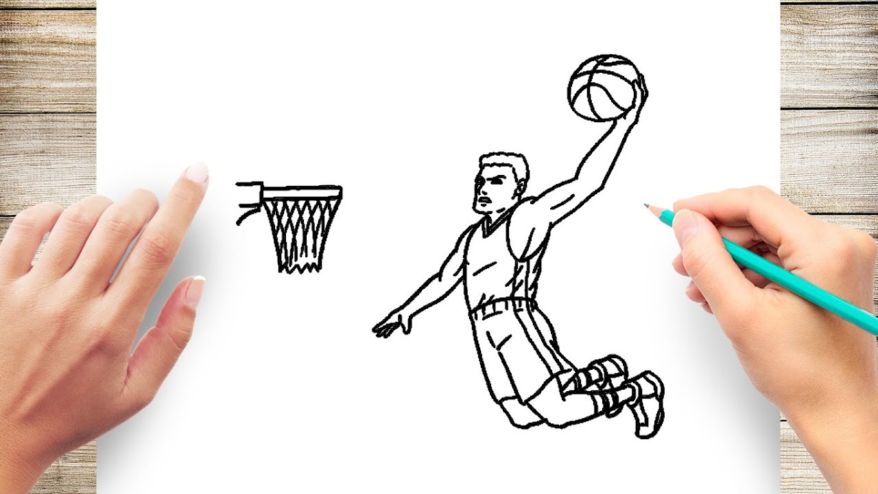 basketball player cartoon drawing