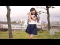江の島ヨットハーバー、セーラ服でポートレートモデル撮影テイク2の様子です。モデルは唯花