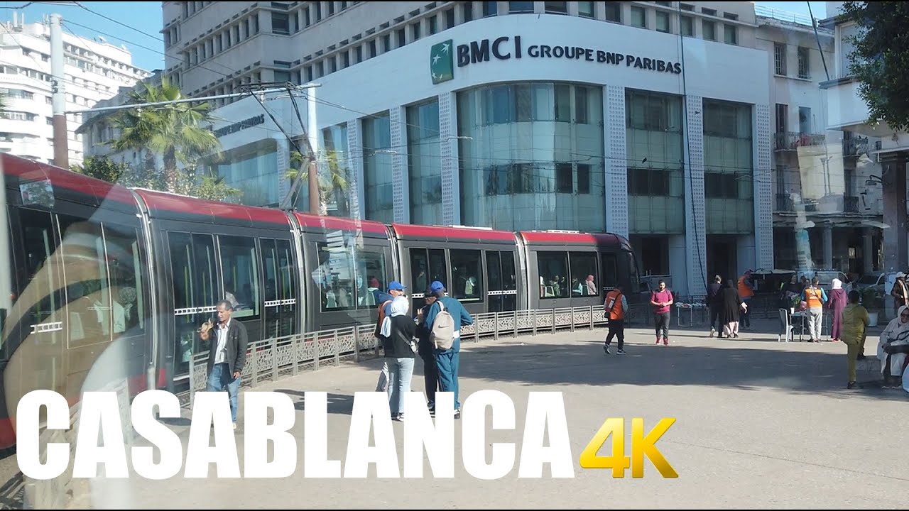 Casablanca, Morocco, tram city ride 4k 60fps