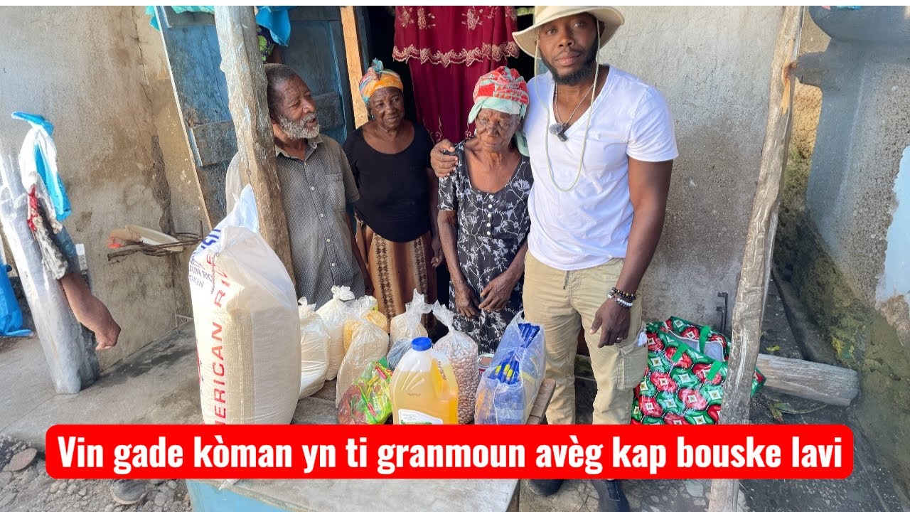 Vin gade kijan yon ti granmoun avèg ap bouske lavi