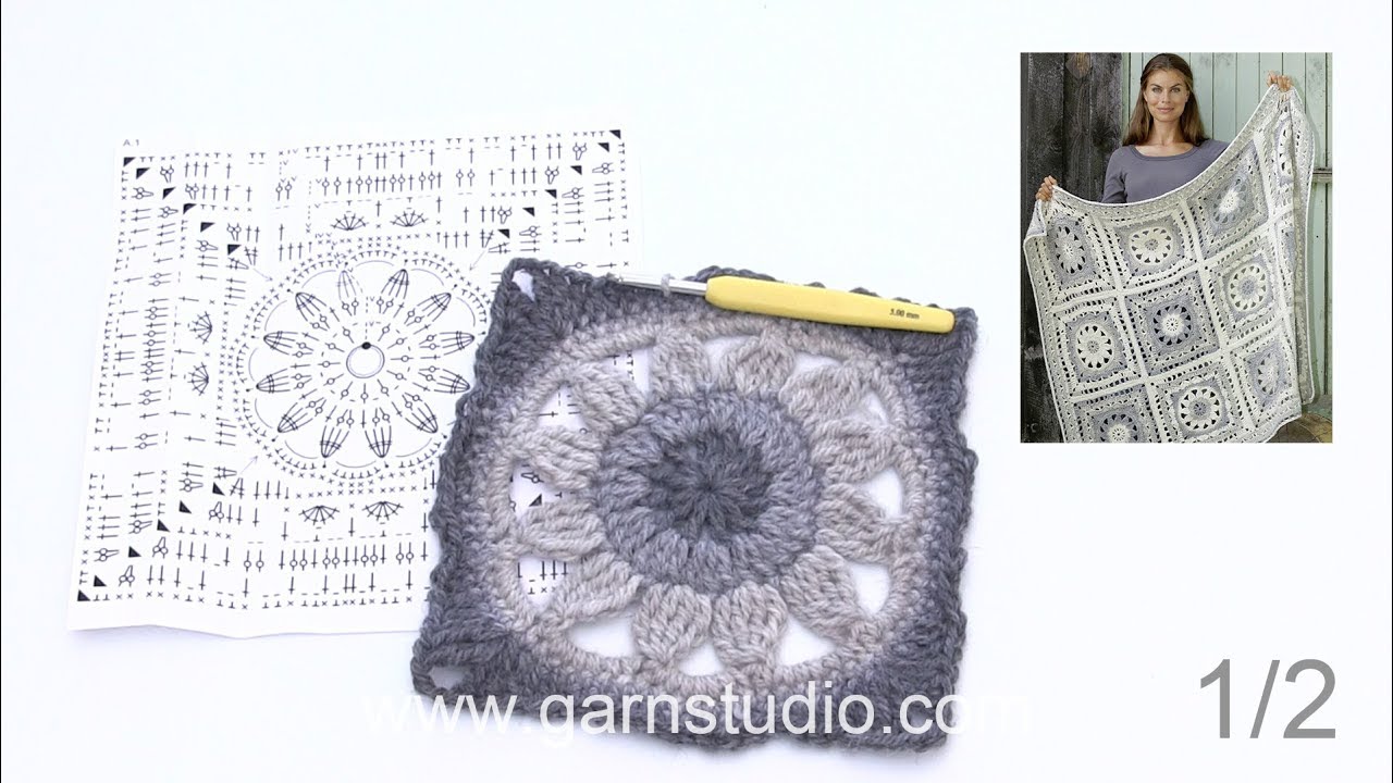 blanket sizes How to crochet round 1-6 on the square in DROPS 195-39