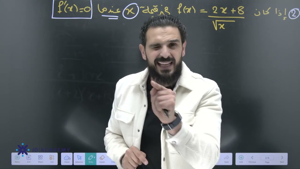 مراجعة وحل اسئلة مهارات عليا على الوحدة الثانية التفاضل - توجيهي 2007 - الاستاذ محمود ياسين