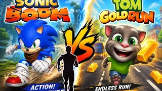 Sonic Boom vs Talking Tom Gold Run | Ultimate Endless Runner Game Battle!🎯 screenshot 2