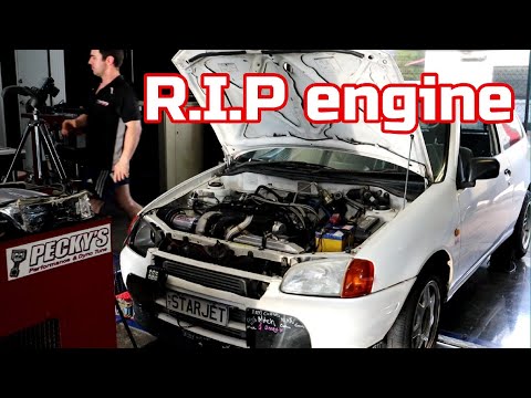 Huge turbo 4efte on dyno with new intake (Nicks Starlet)