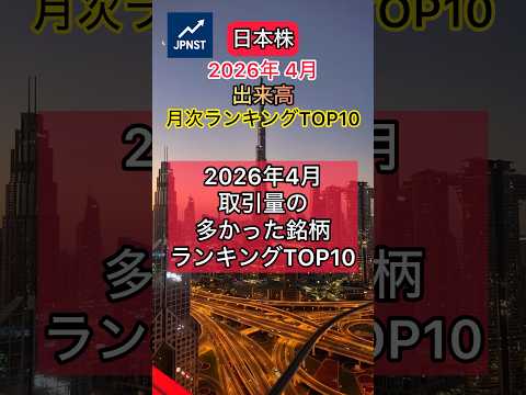 日本株　2026年4月　出来高ランキングTOP10