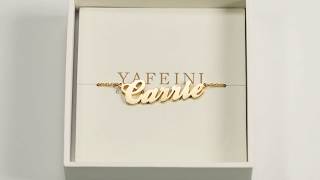 YAFEINI sterling silver customized name bracelet with 18K gold plated. Perfect gift for her