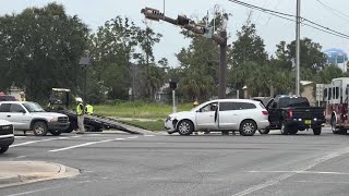 One injured in crash between fire vehicle and SUV