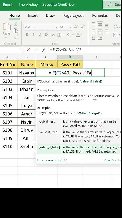 Student Pass or Fail Formula in Excel - YouTube