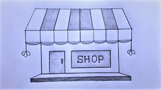 How to Draw a Shop | Shopping Mal Drawing for Beginners | Pencil Drawing Tutorial Resimi