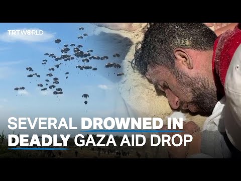 12 drown retrieving aid dropped off Gaza coast, Palestinian health authorities say