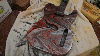 Swirling Tutorial on a guitar body with Humbrol Paints Borax Method swirl