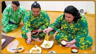 【相撲飯】イワシ明太・あんかけ焼きそば・揚げ餃子 ／ 🍚『ちゃんこ番：颯雅・月岡・菊池』