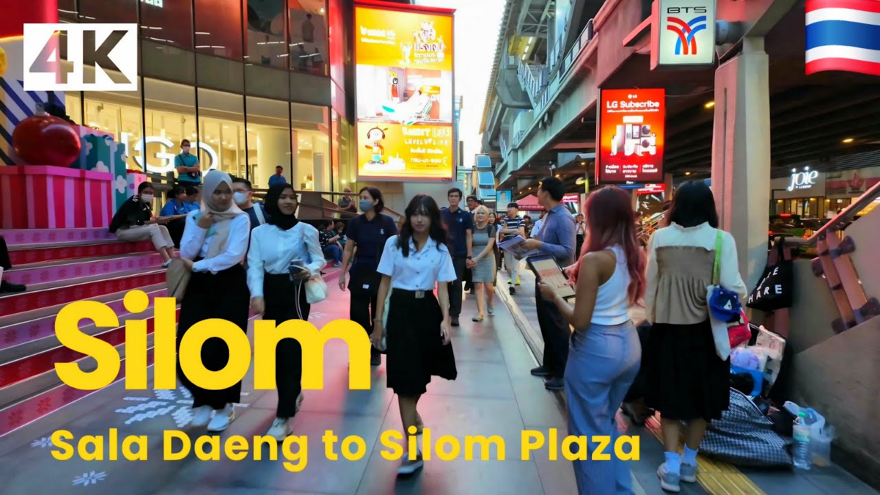 [4K UHD] Walking in Bustling Silom Area Bangkok | Sala Daeng to Silom Plaza