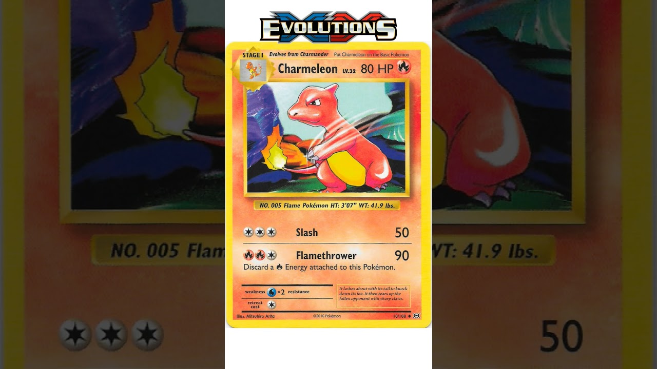 2016 charmeleon pokemon card - XY - Evolutions [REVERSE HOLO] [1RR] Flamethrower (90) Discard a Fire Energy attached to this Pokemon Charmeleon 8/68 - Hidden Fates