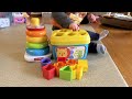 Fisher-Price Baby’s First Blocks & Rock-a-Stack Toy Set, Bucket of 10 Shapes & Ring Stacking Activit