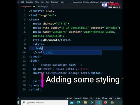 How to Change Text With JavaScript | Modify paragraph in JavaScript #htmlcss2022  #shorts