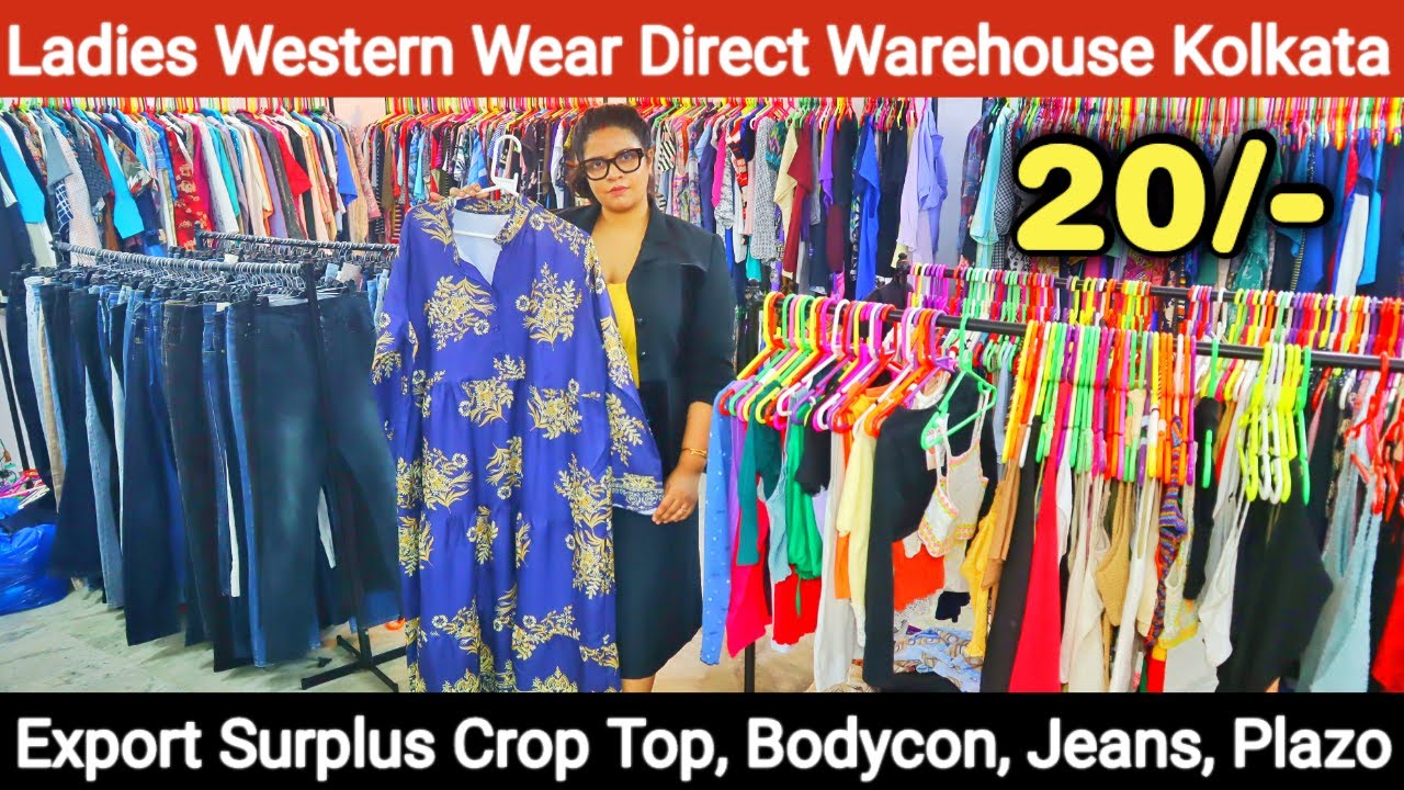 @Rs.20/- Western Top, Dress, Shirt, Crop Top, Bodycon, Plazo Wholesaler in Kolkata | Export Surplus