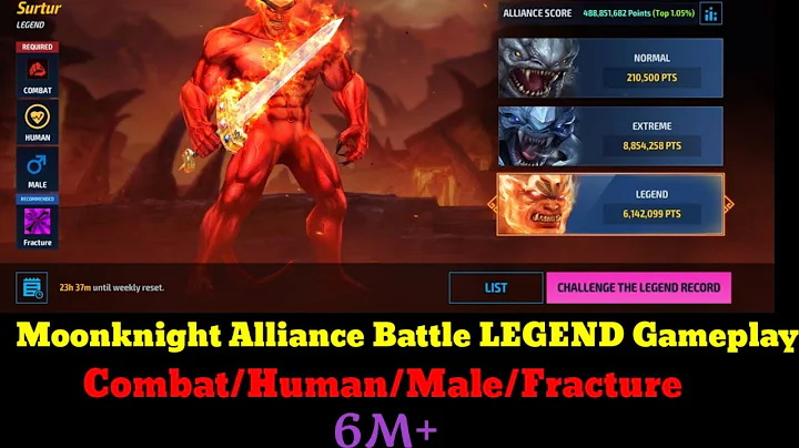 MARVEL Future Fight - Moonknight 6.14M || Alliance Battle Legend || Combat Human Male (Fracture)