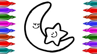 How To Draw Cute Moon With Cute Star Kidzaw