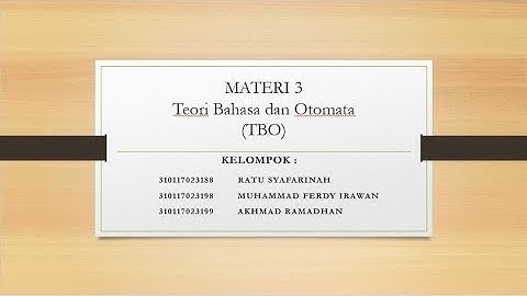 Teori Bahasa dan Automata " Materi III Finite State Automata "  | STMIK BANJARBARU |