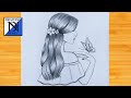 How to draw a Girl with Butterfly | Pencil Sketch for beginner | Simple Drawing Tutorial | Girl Draw