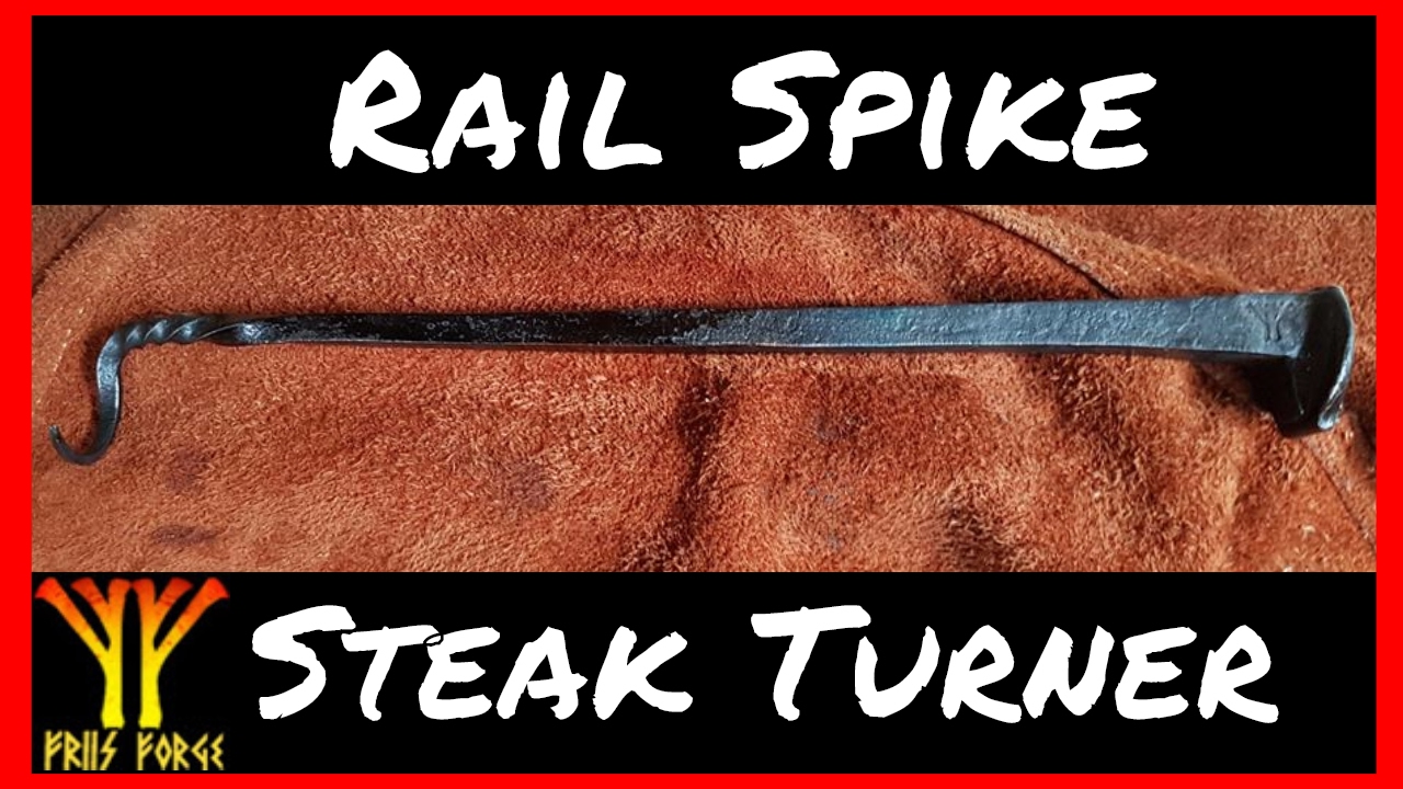 Railroad spike meat turner