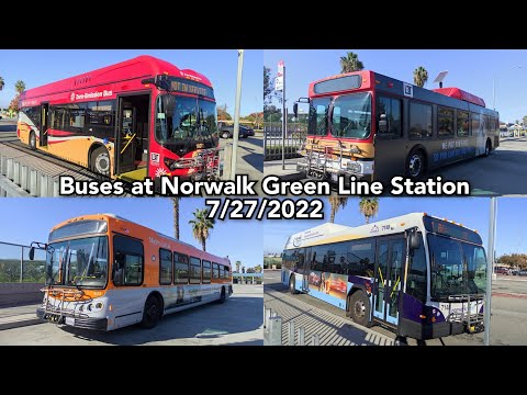 Buses at Norwalk Green Line Station - 7/27/2022