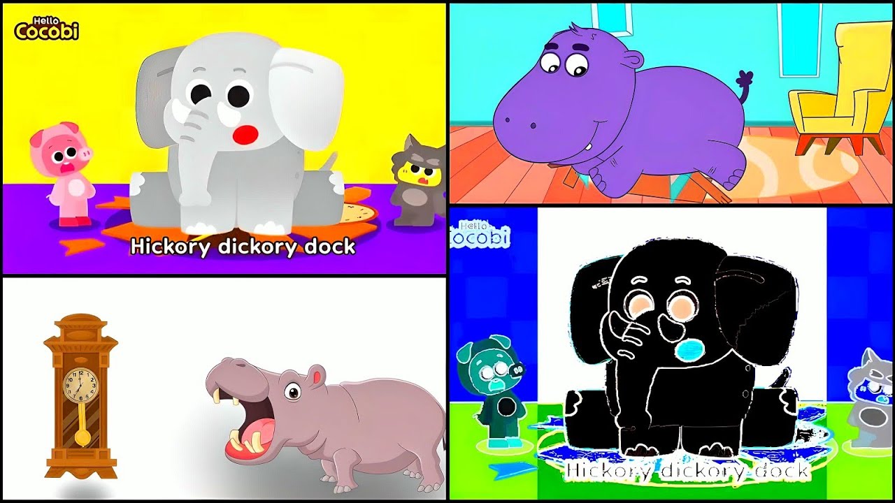 HICKORY DICKORY DOCK | TWIN ELEPHANTS AND HIPPO - YouTube