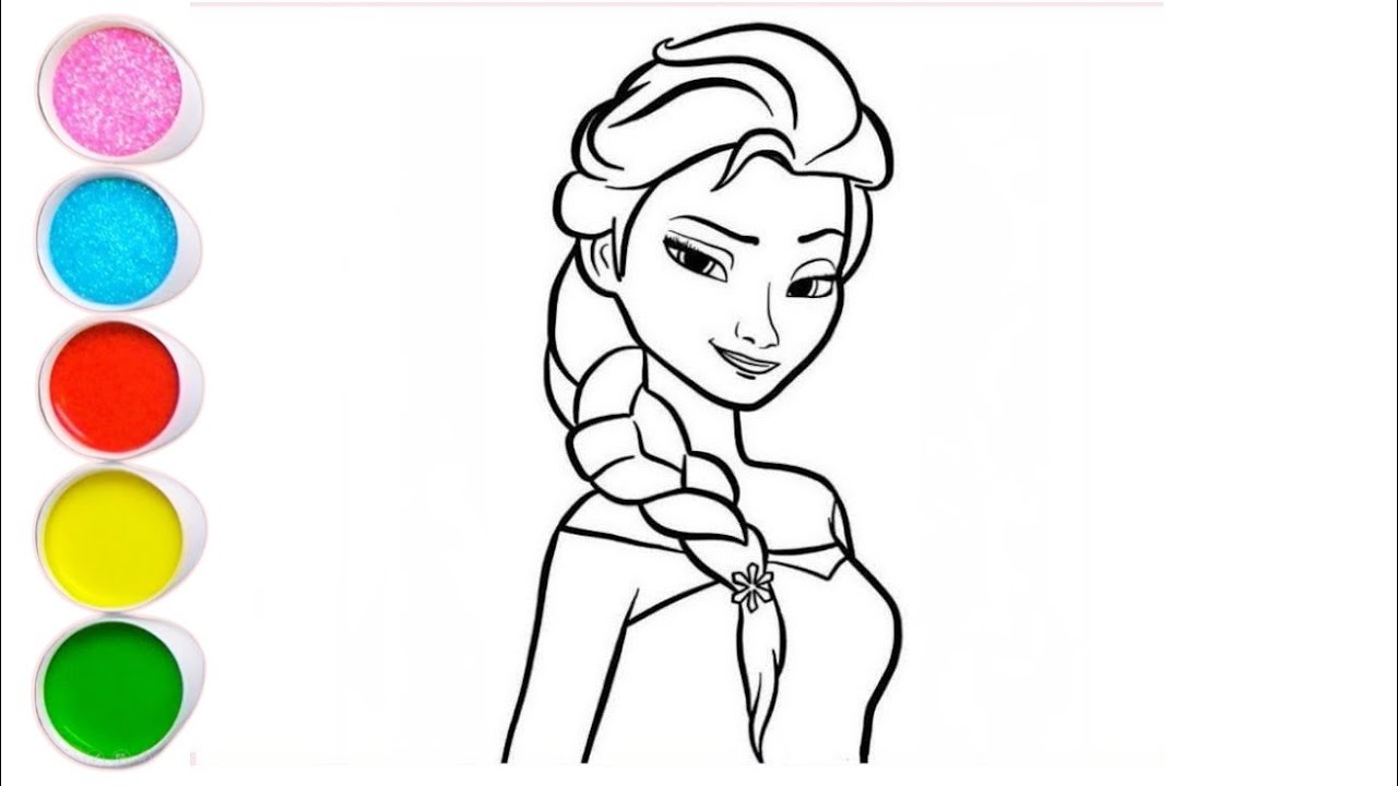 Cute Elsa Frozen Drawing for kids, Painting & Coloring for kids, Toddlers | Let's Draw Together