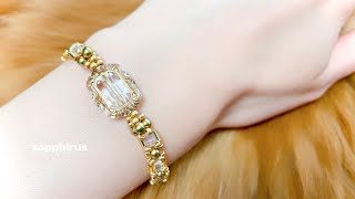 【ビーズステッチ】ティラビーズとパールのアンティーク調ブレスレット＊作り方　ハンドメイド　ビーズアクセサリー　Beaded Bracelet Tutorial/MIYUKI Tila/pearls