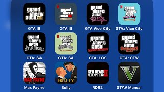 Grand Theft Auto III,Max Payne,Bully,Red Dead Redemption II App,Grand Theft Auto V: The Manual